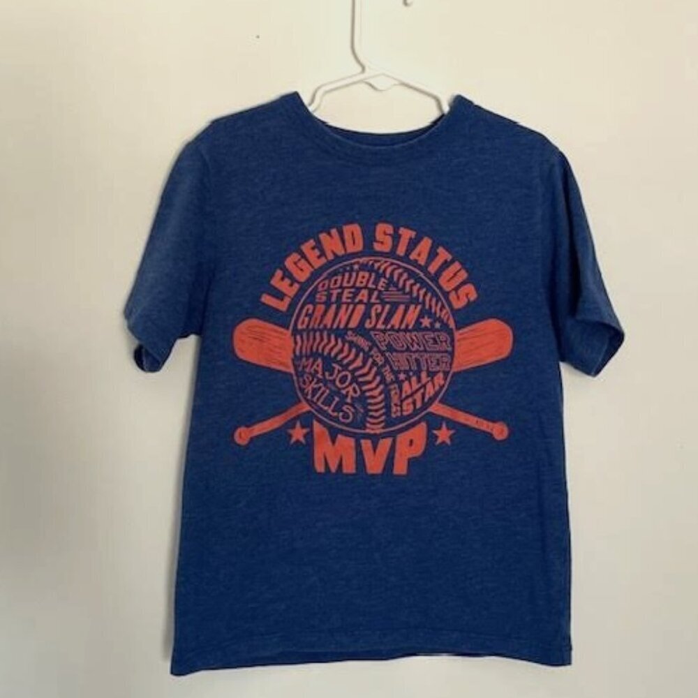 Boys Baseball Graphic Tee "Legend Status MVP" Blue Size Small 5/6